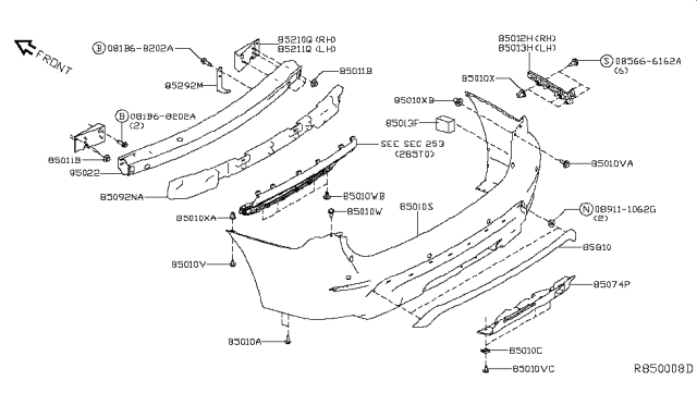 2018 Nissan Pathfinder SPACER-Rear Bumper Side Diagram for 85094-9HS0A