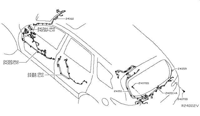 2013 Nissan Pathfinder Harness-Front Door,RH Diagram for 24124-3KA1D