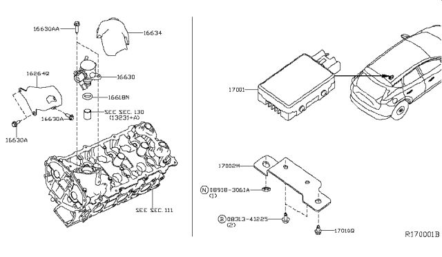 2019 Nissan Pathfinder High Pressure Fuel Pump Assembly Diagram for 16630-6KA0B