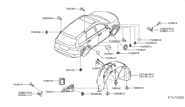 2018 Nissan Pathfinder Body Side Fitting Diagram 2