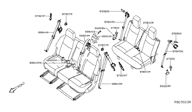 2014 Nissan Pathfinder Rear Seat Belt Diagram 1