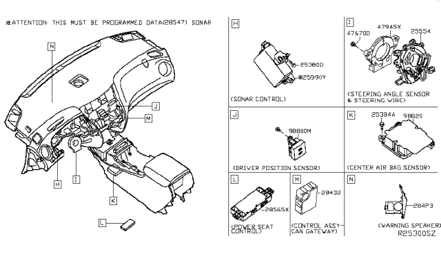 2016 Nissan Pathfinder Control Assembly-Power Seat Diagram for 28565-3JA0C