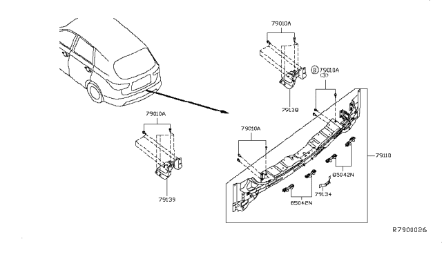 2013 Nissan Pathfinder Rear,Back Panel & Fitting Diagram 2