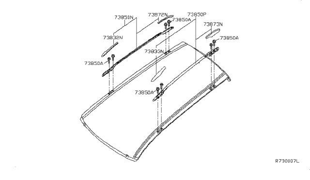 2015 Nissan Pathfinder Roof Panel & Fitting Diagram 1