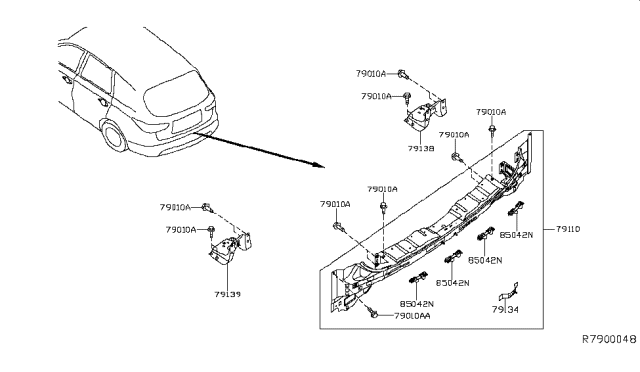 2015 Nissan Pathfinder Rear,Back Panel & Fitting Diagram 2