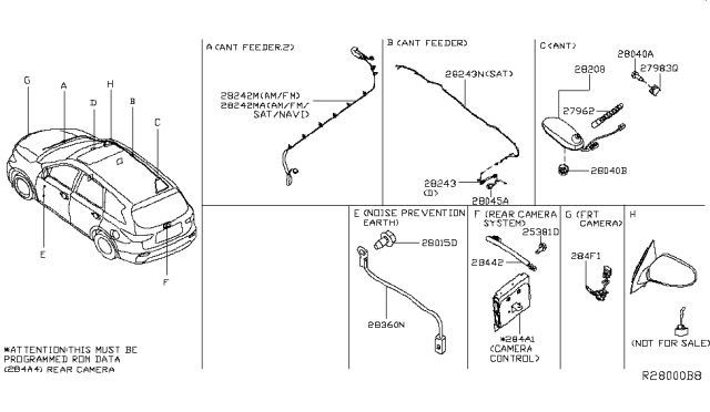 2013 Nissan Pathfinder Feeder-Satellite Antenna Diagram for 28243-3KA0B