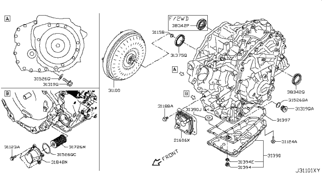 2019 Nissan Pathfinder Torque Converter,Housing & Case Diagram