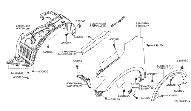 2019 Nissan Pathfinder Fender - Front, LH Diagram for 63101-3KA0B