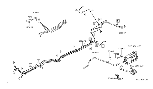 2018 Nissan Pathfinder Tube-EVAPOLATION Piping Diagram for 18793-3JA0A