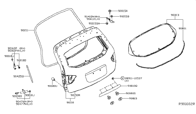 2015 Nissan Pathfinder Nut Diagram for 93398-3JA0A