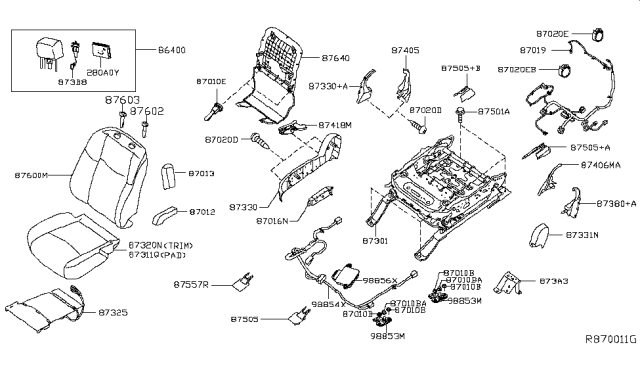 2016 Nissan Pathfinder Back Assy-Front Seat Diagram for 87600-9PA5C