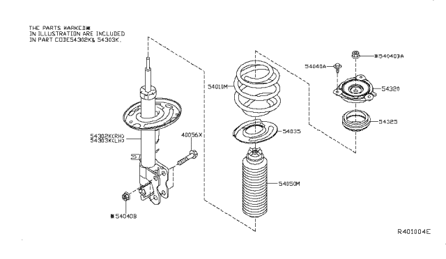 2014 Nissan Pathfinder Strut Kit-Front Suspension,RH Diagram for E4302-3KA0A