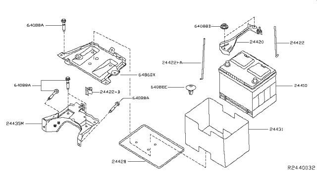 2014 Nissan Pathfinder Battery & Battery Mounting Diagram 1