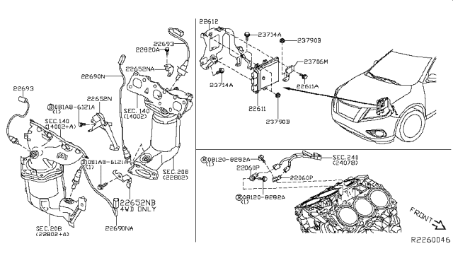 2014 Nissan Pathfinder Engine Control Module Diagram for 23710-3KA1A