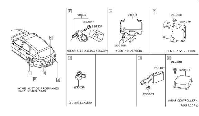 2019 Nissan Pathfinder Controller Assembly-Power,Back Door Diagram for 284G4-3KA8A