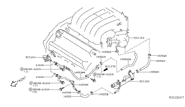 2016 Nissan Pathfinder Water Hose & Piping Diagram 2