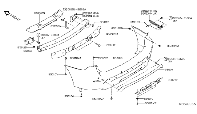 2018 Nissan Pathfinder Rear Bumper Diagram 1