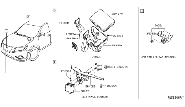 2018 Nissan Pathfinder Bracket-Distance Sensor Diagram for 28452-6KA1A