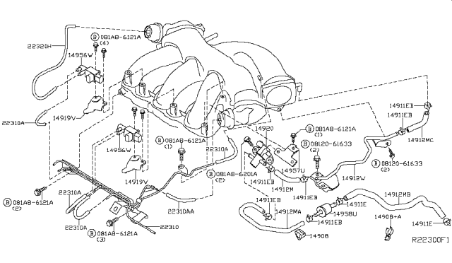 2019 Nissan Pathfinder Engine Control Vacuum Piping Diagram 3