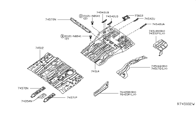 2014 Nissan Pathfinder Floor Panel (Rear) Diagram