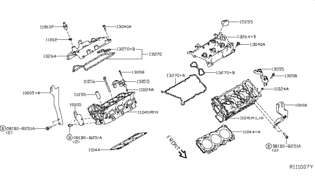 2017 Nissan Pathfinder Head Assy-Cylinder,LH Diagram for 11090-6KA0A