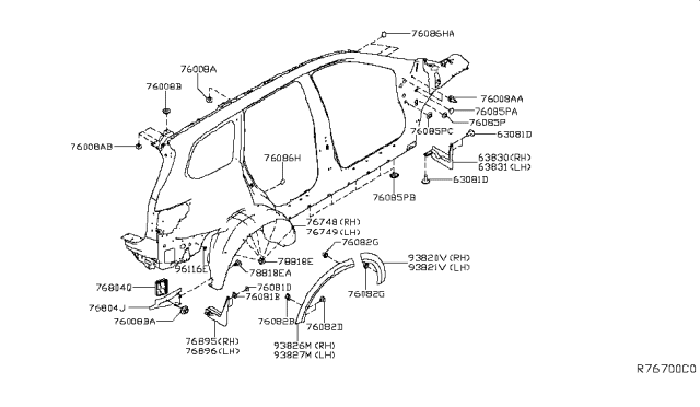 2018 Nissan Pathfinder Body Side Fitting Diagram 3