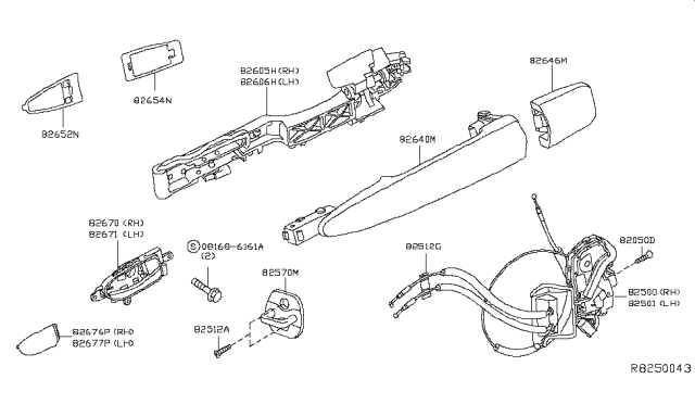 2017 Nissan Pathfinder Rear Door Lock Actuator Motor, Right Diagram for 82500-3KA0B