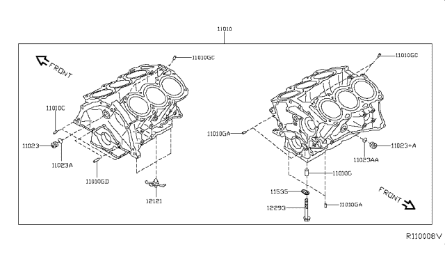 2019 Nissan Pathfinder Bolt-Main Bearing Cap Diagram for 12293-6KA1A