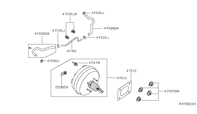 Booster Assy-Brake Diagram for 47210-3NA0C