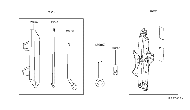 2019 Nissan Pathfinder Jack Complete Diagram for 99550-3JA1A