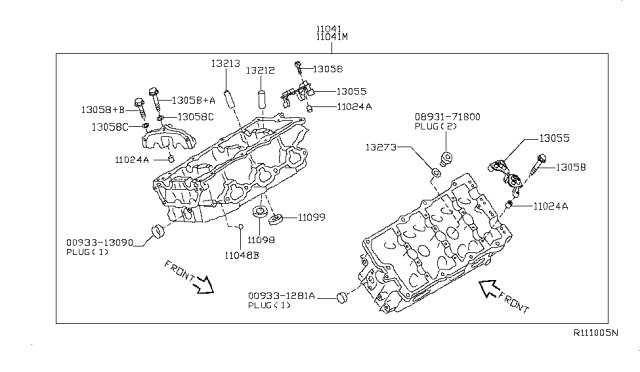 2016 Nissan Pathfinder Bolt-Camshaft Bracket Diagram for 13058-31U1B
