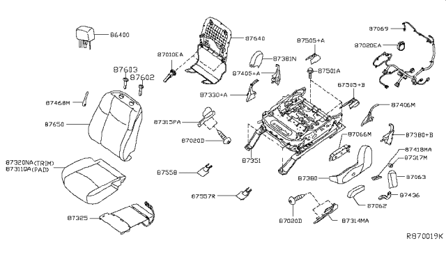 2019 Nissan Pathfinder Front Seat Diagram 1