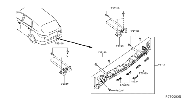 2014 Nissan Pathfinder Rear,Back Panel & Fitting Diagram 1