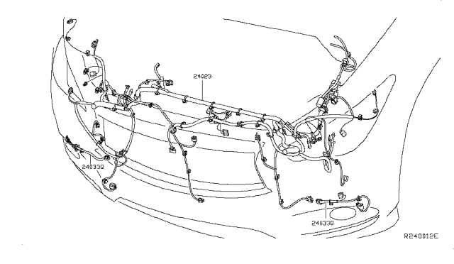 2017 Nissan Pathfinder Harness-Sub,Front Bumper Diagram for 24033-3KA0B