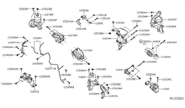 2016 Nissan Pathfinder Engine & Transmission Mounting Diagram 3