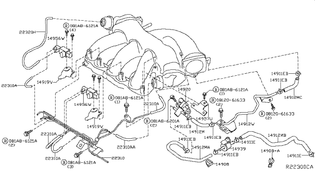 2017 Nissan Pathfinder Vacuum GALLARY Diagram for 22310-6KA0C