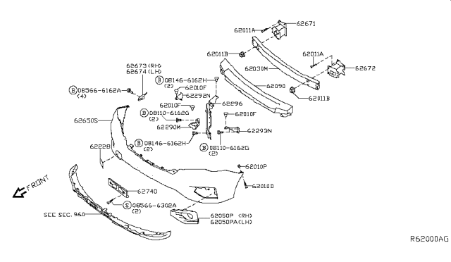 2018 Nissan Pathfinder Front Bumper Diagram 2