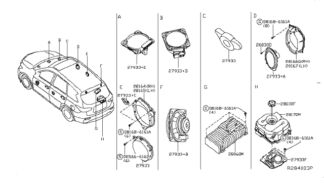 2019 Nissan Pathfinder Bracket-Speaker Diagram for 28038-3JC0A