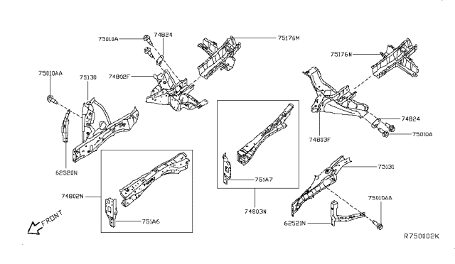 2015 Nissan Pathfinder Member & Fitting Diagram 1