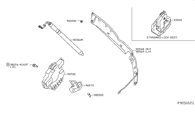 2014 Nissan Pathfinder Trunk Lock Actuator Motor Diagram for 90500-3JA1B