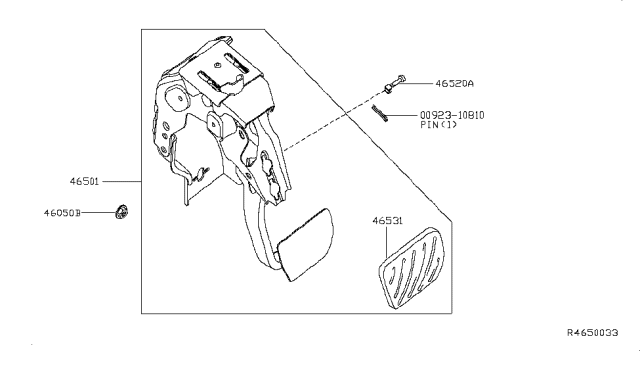 2015 Nissan Pathfinder Brake & Clutch Pedal Diagram