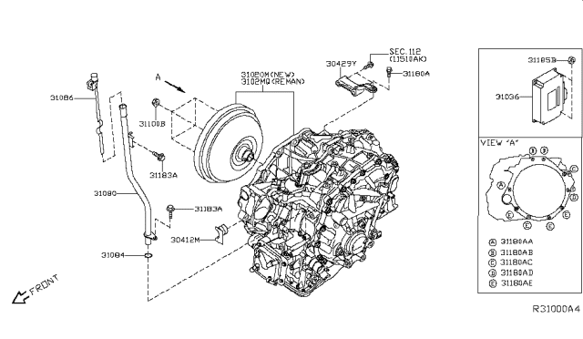 2014 Nissan Pathfinder Auto Transmission,Transaxle & Fitting Diagram 4