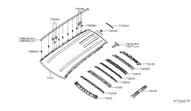 2013 Nissan Pathfinder Roof Panel & Fitting Diagram 3