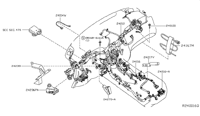 2015 Nissan Pathfinder Harness-Sub,Console Box Diagram for 24016-9PB3C