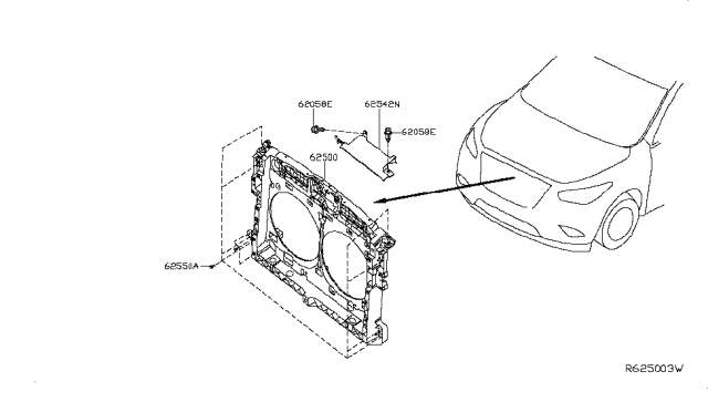2013 Nissan Pathfinder Front Apron & Radiator Core Support Diagram