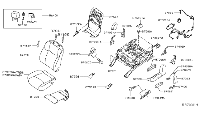 2013 Nissan Pathfinder Front Seat Diagram 1