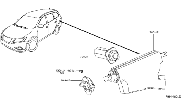 2018 Nissan Pathfinder Actuator Assy-Fuel Lid Opener Diagram for 78850-1LA0A