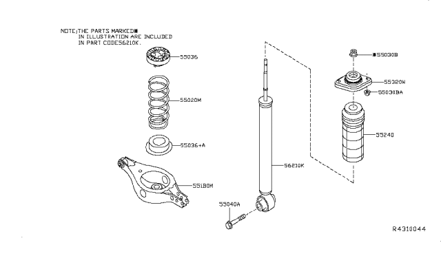 2019 Nissan Pathfinder Spring-Rear Suspension Diagram for 55020-9NF0B