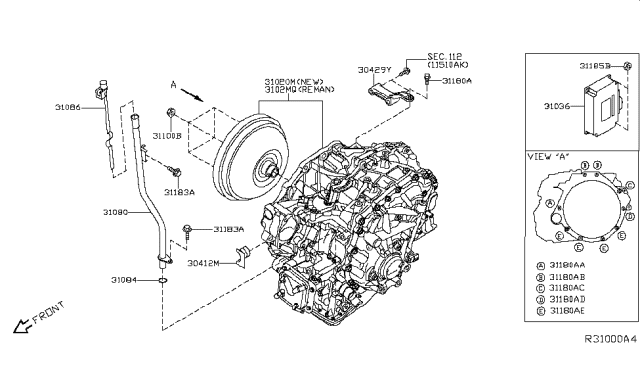 2014 Nissan Pathfinder Auto Transmission,Transaxle & Fitting - Diagram 2