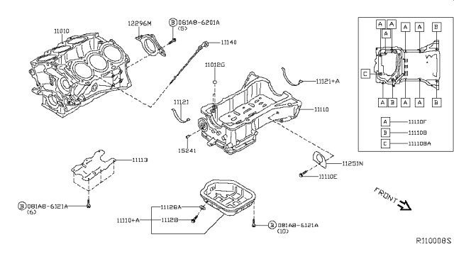 2017 Nissan Pathfinder Cylinder Block & Oil Pan Diagram 1